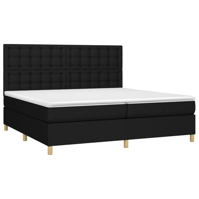 vidaXL - Boxspring - met - matras - en - LED - stof - zwart - 200x200 - cm