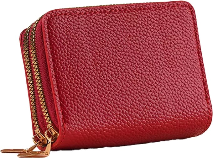 Scoby - Portemonnee - Kleine Wallet - Pasjeshouder - Rits Portemonnee - PU Leer - 11x8CM - Rood
