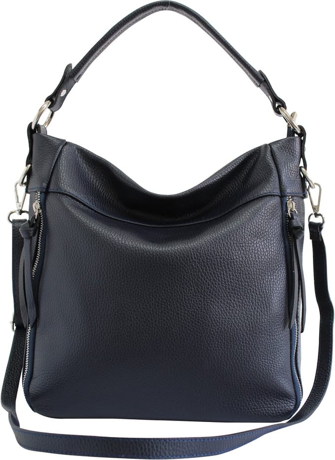 AmbraModa GLX3 - dames handtas schoudertas hobo bag van echt leer Donkerblauw