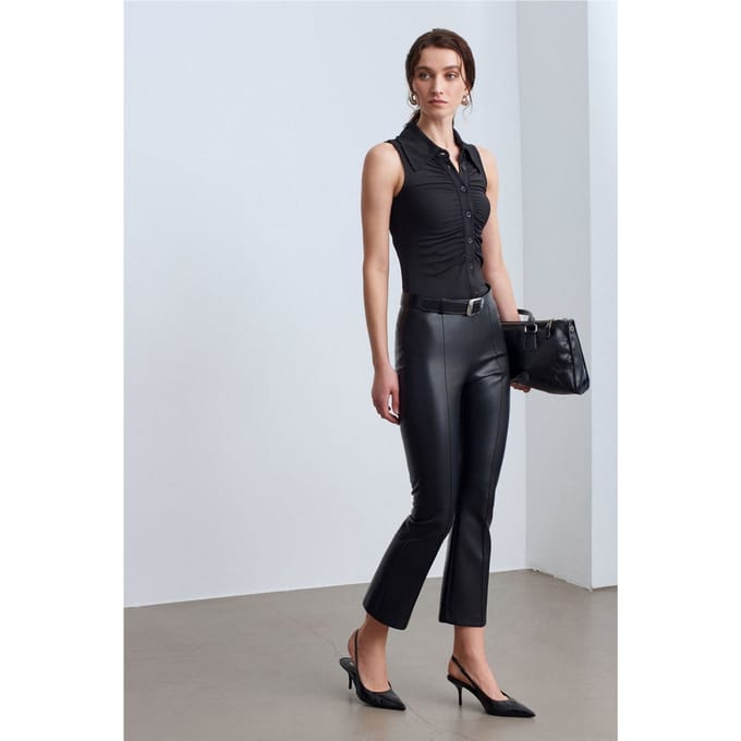 Hoge Taille Nepleer Flared Leggings