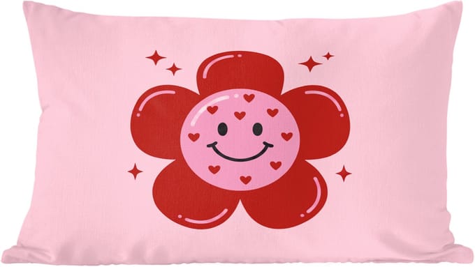 Sierkussens - Kussentjes Woonkamer - 50x30 cm - Bloem - Roze - Hartjes
