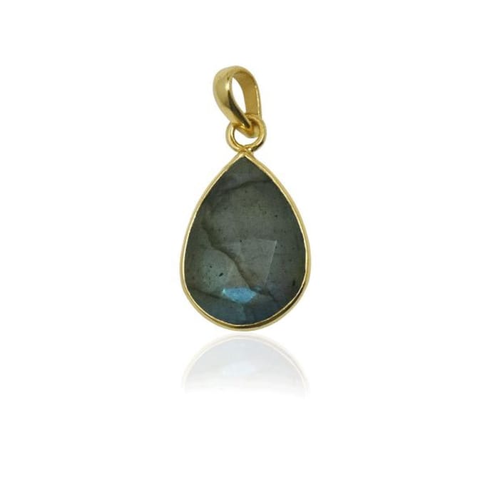 SilverGems Geel goud vergulde zilveren hanger met Labradoriet edelsteen