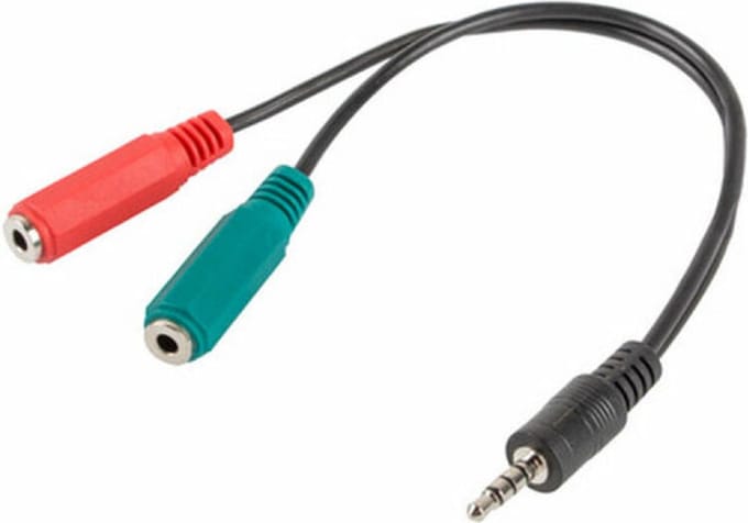 Lanberg Adapterkabel Minijack 3,5Mm 4-Pins Naar 2X 3,5Mm 3-Pins Microfoon 0,2M