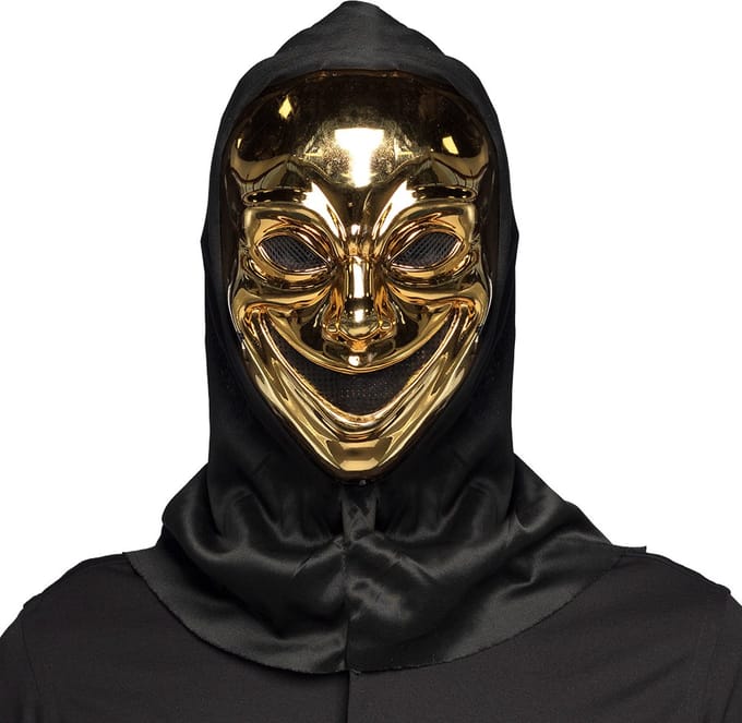 Boland - Masker Crazy killer met kap Goud - Volwassenen - Monster - Halloween accessoire - Horror