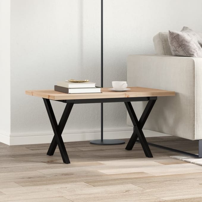 vidaXL - Salontafel - X-frame - 80x50x40,5 - cm - grenenhout - en - staal