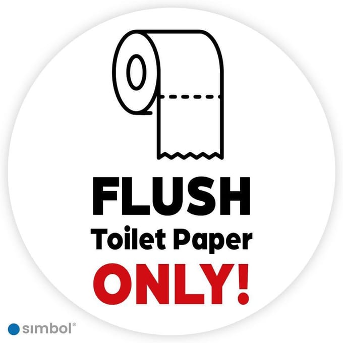 Simbol® - Stickers Flush Toilet Paper Only - Formaat ø 10 cm.