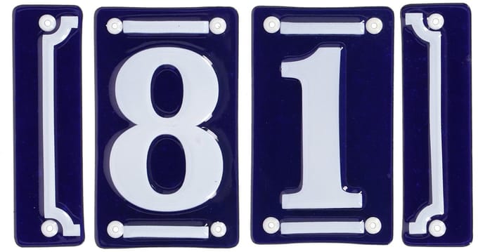 Best for Boots huisnummer 81 met sierrand - Oudhollands - emaille - blauw/wit