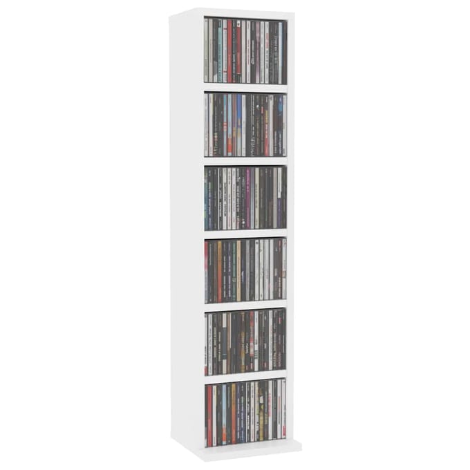 vidaXL - Cd-kast - 21x20x88 - cm - bewerkt - hout - wit