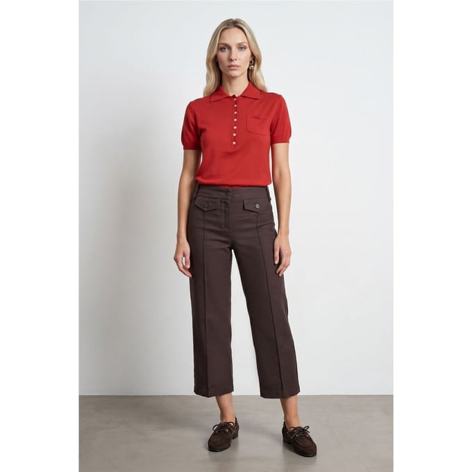 Hoge Taille Katoenen Poplin Capri Culottes
