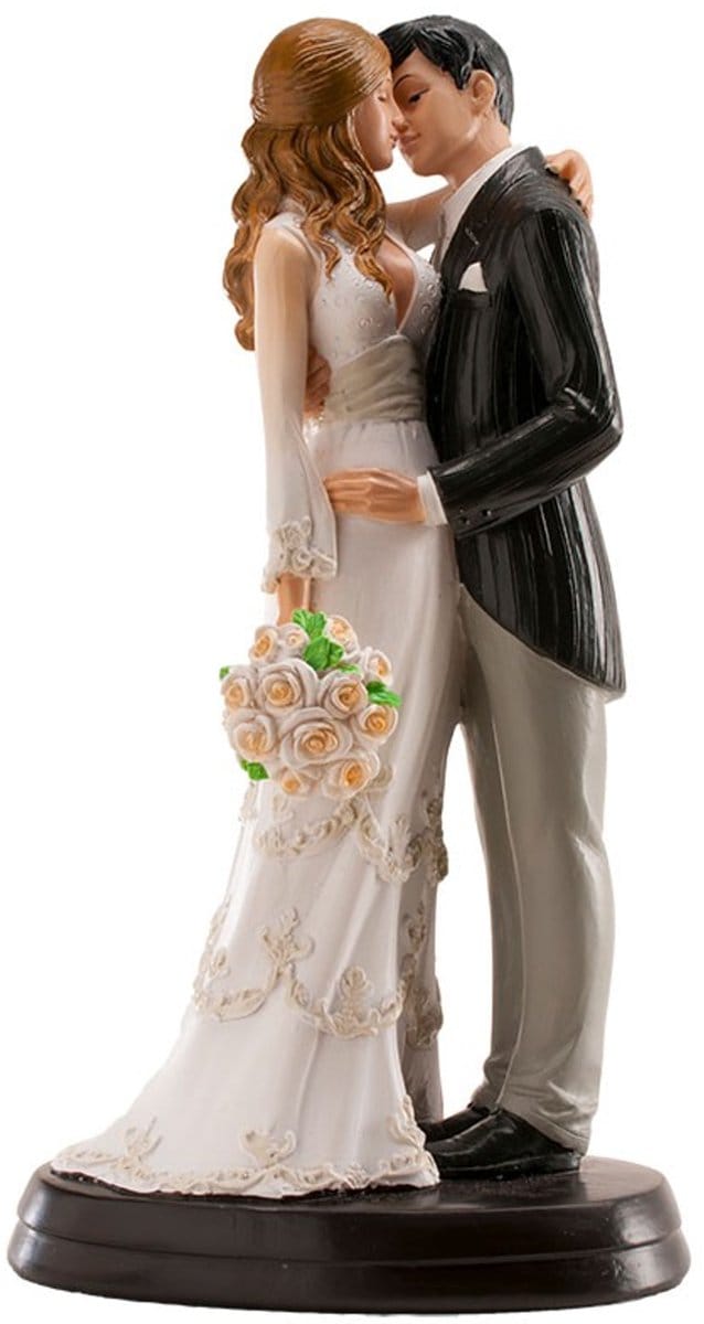 DEKORA - Kusscène bruidspaar figuur 18 cm voor bruidstaart