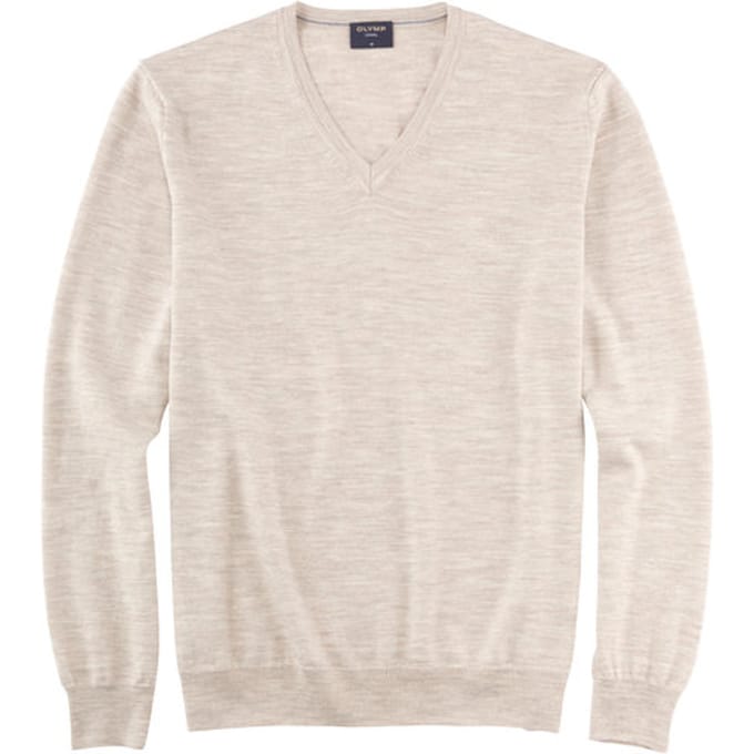Olymp Casual Trui Wol Beige - Maat M - Heren - Pullovers