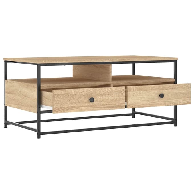 vidaXL - Salontafel - 100x51x45 - cm - bewerkt - hout - sonoma - eikenkleurig