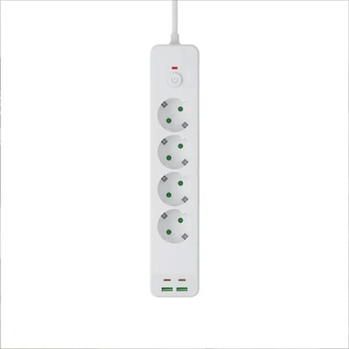 8-in-1 Stekkerdoos met USB-A & USB-C – 1,8 m – Overspanningsbeveiliging – Wit