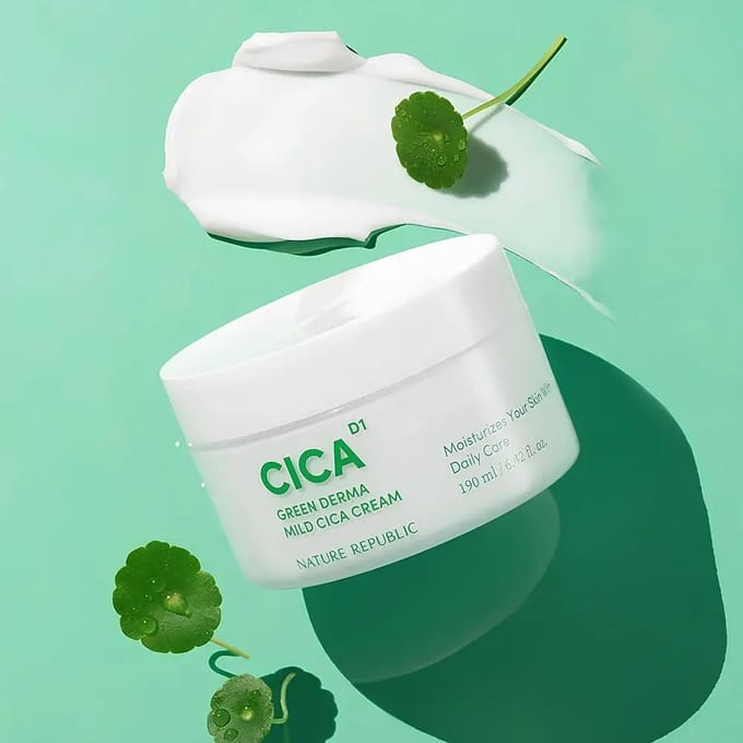 Nature Republic, CICA D1, Green Derma Mild Cica Crème, 189 ml (190 ml) white