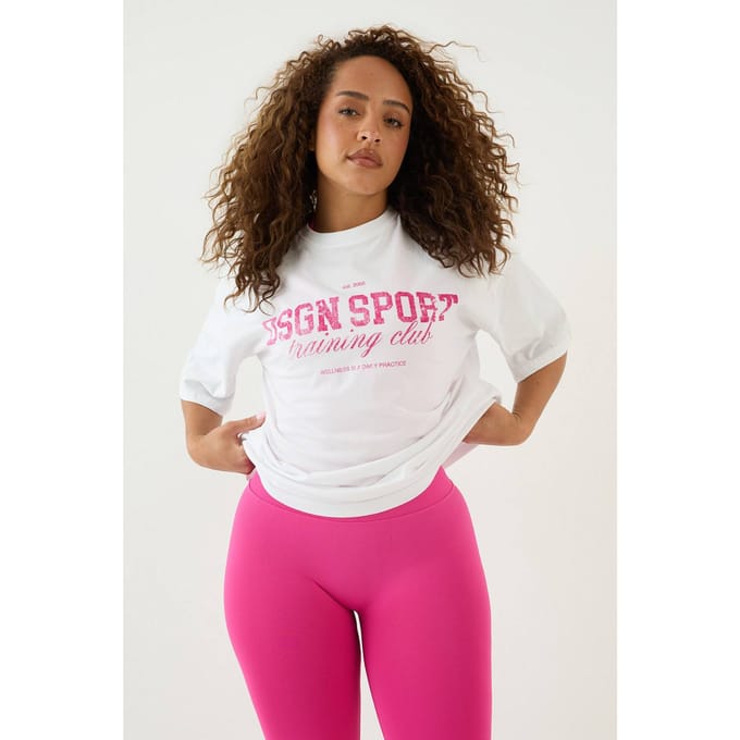 Dames Dsgn Studio Sport Trainingsclub Oversized T-shirt | Wit | Maat: Large