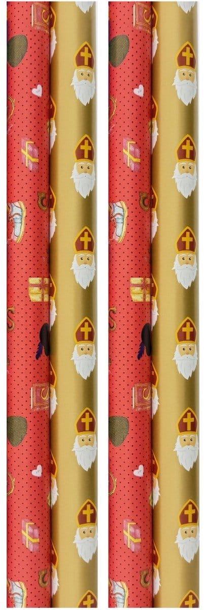 Sinterklaas inpakpapier cadeaupapier - 300 x 100 cm - 4 rollen