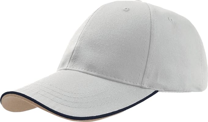 Atlantis Zoom Piping Sandwich Sport 6 Paneel Contrast Baseball Cap (Wit)