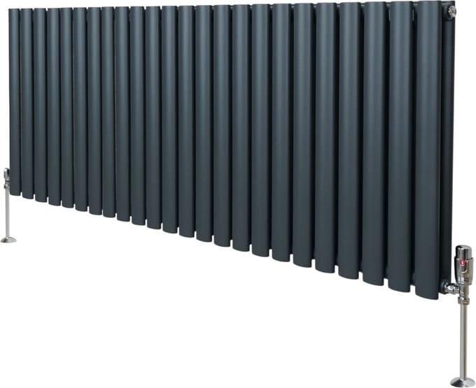 Ovale kolomradiator & trv - antraciet grijs - 600x1440mm - ce-ukca