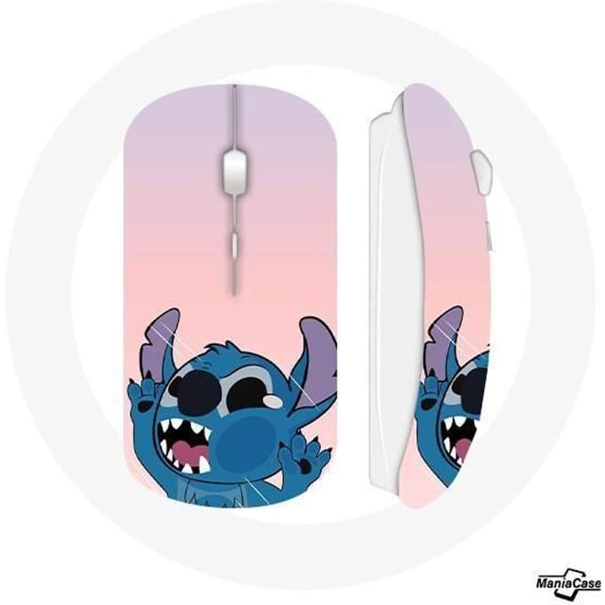 Souris Sans Fil - Stitch - le Nez en l'air - Rose - USB wifi - Compatible Mac et PC