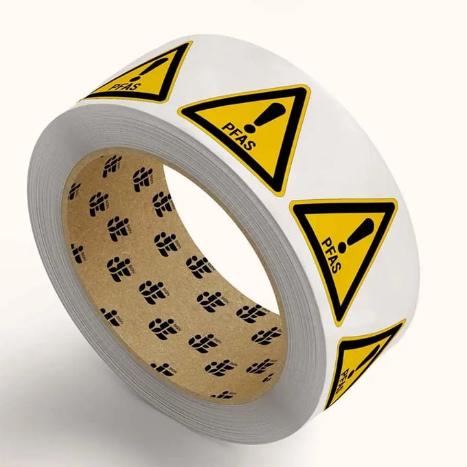 PFAS waarschuwingsstickers op rol | 5 cm - 477 stickers per rol