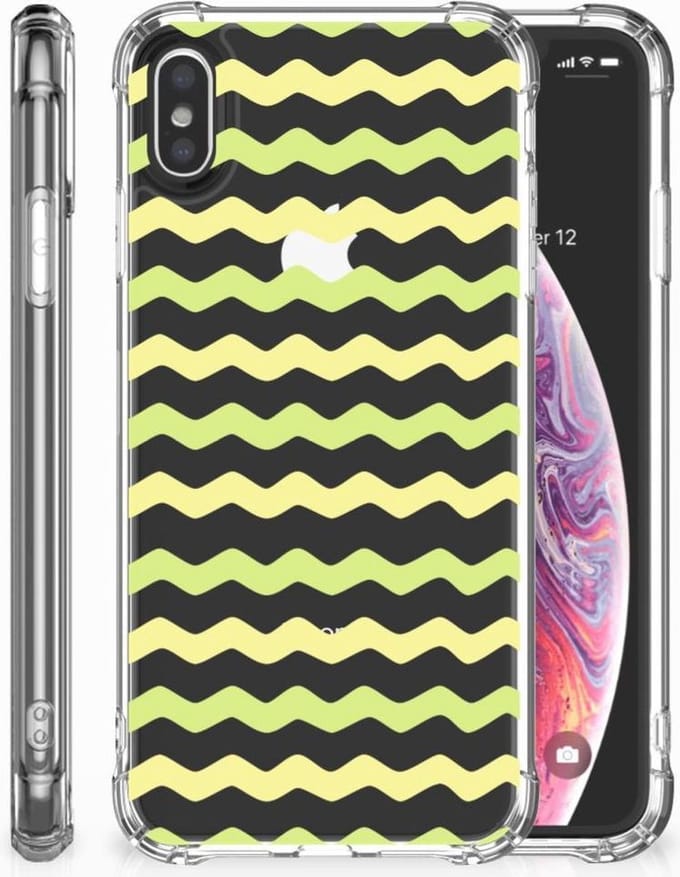Apple iPhone Xs Max Doorzichtige Silicone Hoesje Waves Yellow
