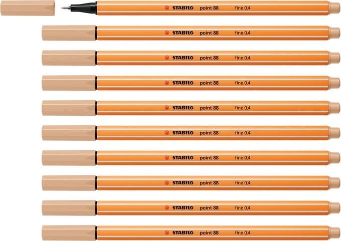 STABILO point 88 - Premium Fineliner - Fine 0,4 mm – Nude– Doos 10 stuks
