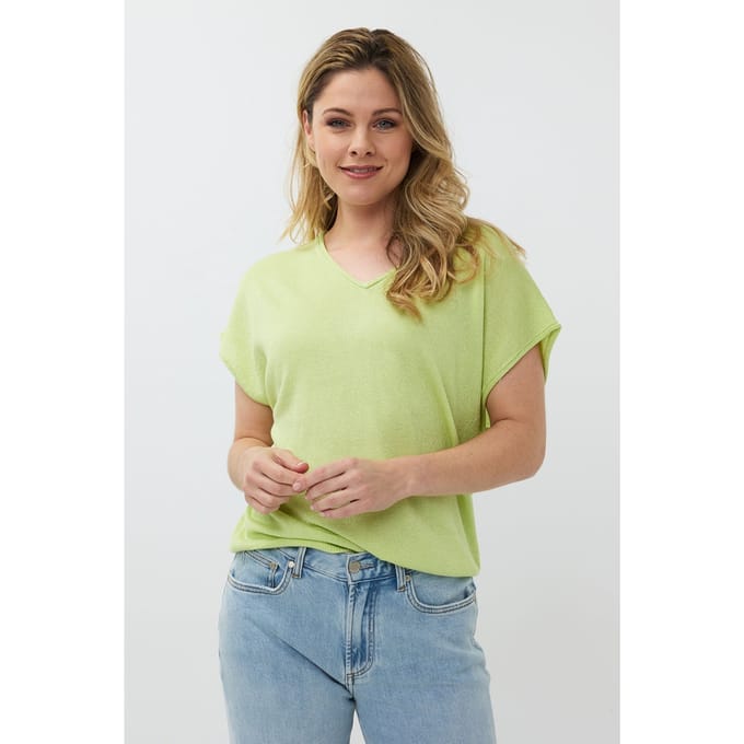 EsQualo Sweater Batwing V-neck Lurex Apple Green Taglia: S | Maglioni a maglia Outlet | Donna | Verde