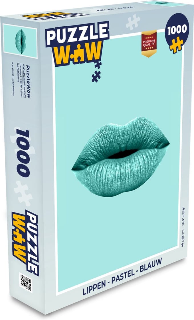 Puzzel Lippen - Pastel - Blauw - Legpuzzel - Puzzel 1000 stukjes volwassenen