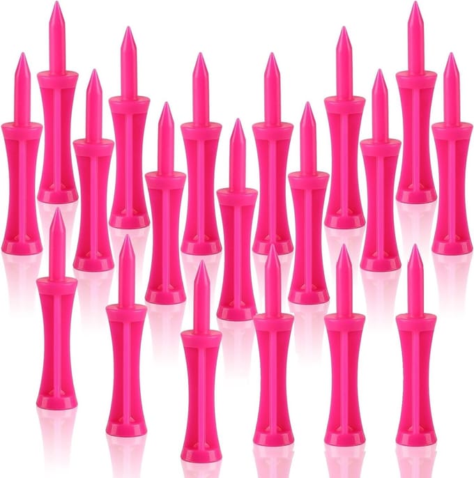 Set van 50 Roze Golf Tees van 59 mm Lengte en 12 mm Hoofd Diameter, Duurzaam Plastic voor Optimale Prestaties