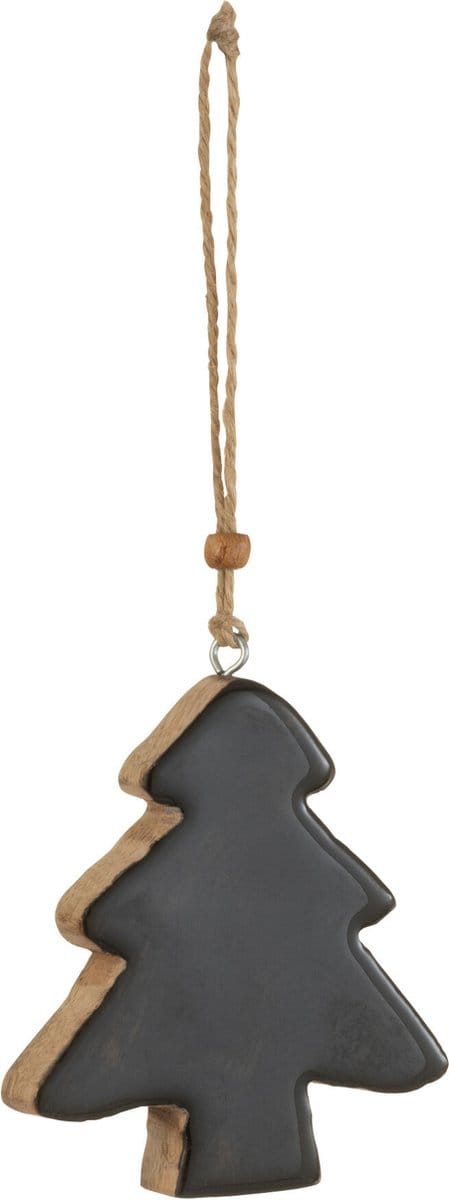 J-Line kersthanger Boom - hout - zwart - small - 4 stuks