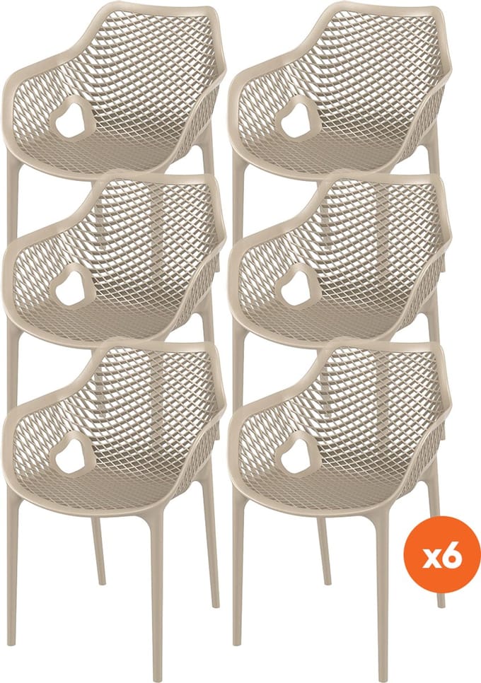 Set van 6 - Madino Air stapelbare stoel - Taupe