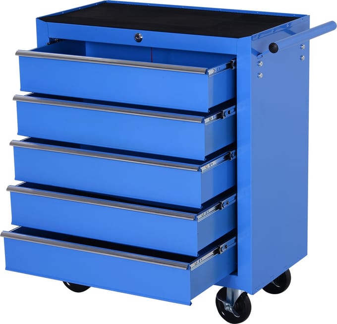 HOMCOM - Mobiele Werkplaatswagen - Gereedschapswagen - met 5 Laden - E2-0005