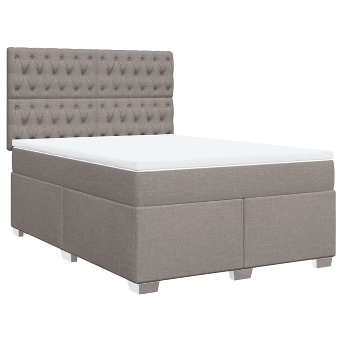 vidaXL - Boxspring - met - matras - stof - taupe - 140x200 - cm