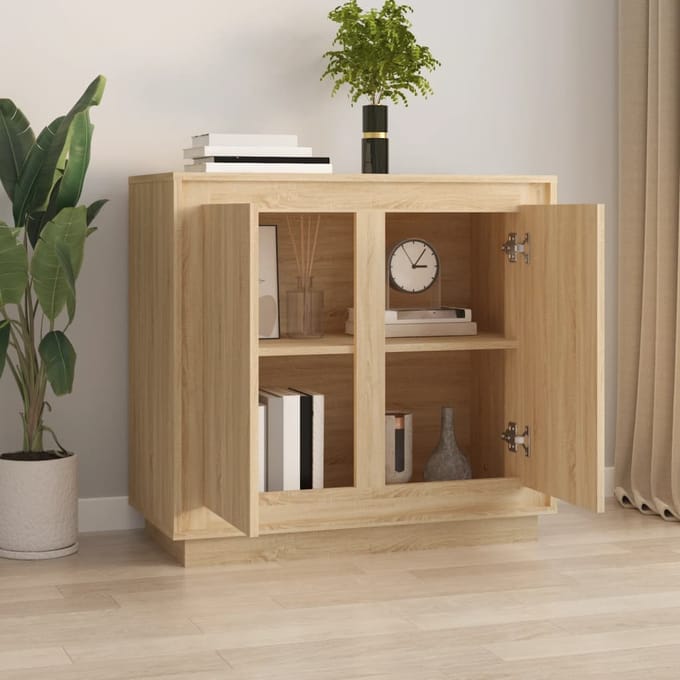 vidaXL - Dressoir - 80x34x75 - cm - bewerkt - hout - sonoma - eikenkleurig