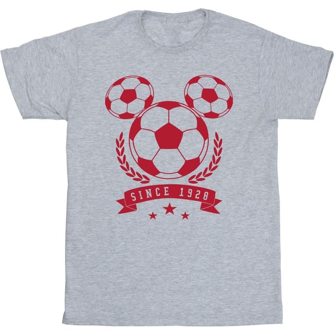 Disney Jongens Mickey Voetbalhoofd T-Shirt (Sportgrijs)