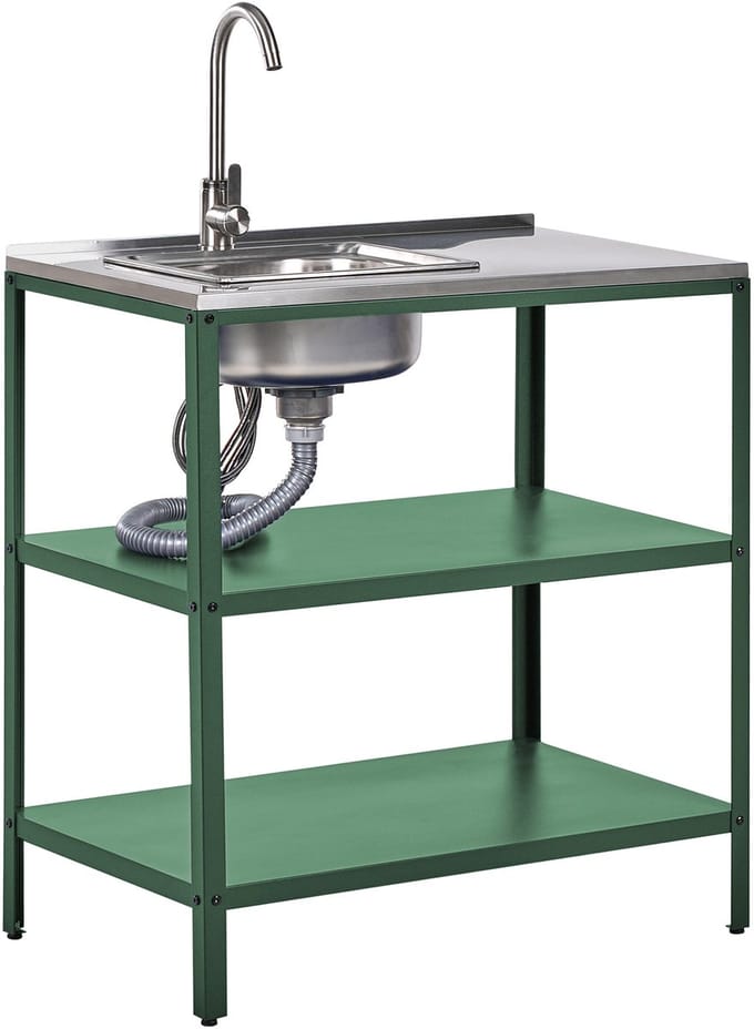 VILAMA - Buitenkeuken met spoelbak - Groen - 80x50x92 cm - Staal