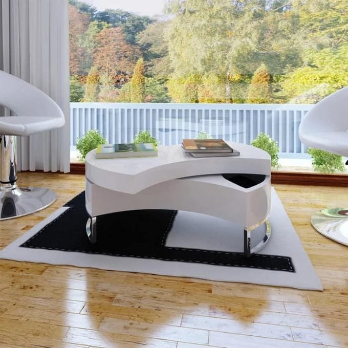 Maison Exclusive - Wit glanzende tafel met verstelbare vorm