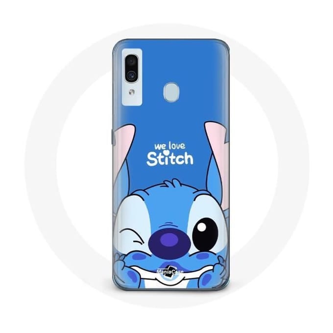 Coque - Samsung - Galaxy A20 - Stitch mignon - Souple - Protection enfant bleu