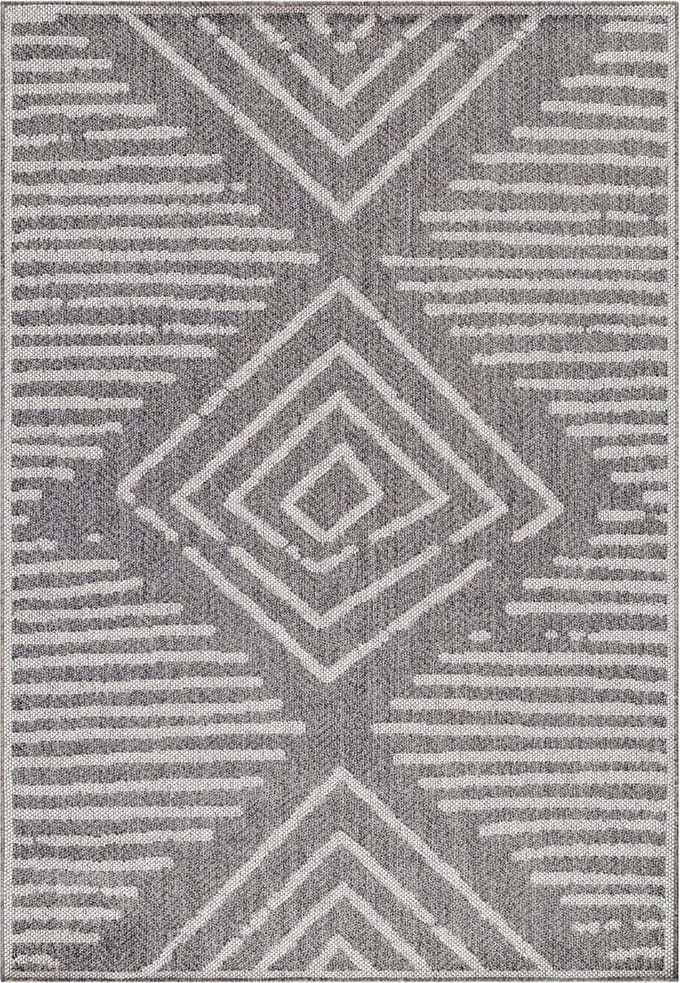 Buitenkleed met patronen Aruba - grijs 4902 - 80x150 cm