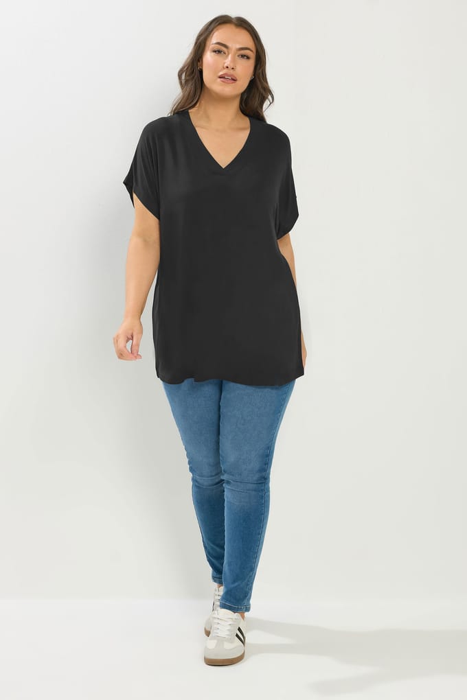 Yours Zwart Tshirt Met Aangegroeide Mouwen Size 66-68