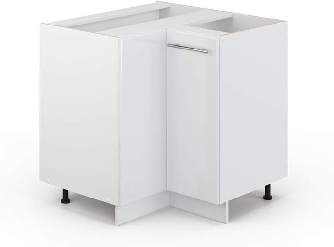 Moderne Hoekonderkast voor Keuken in Wit Hoogglans