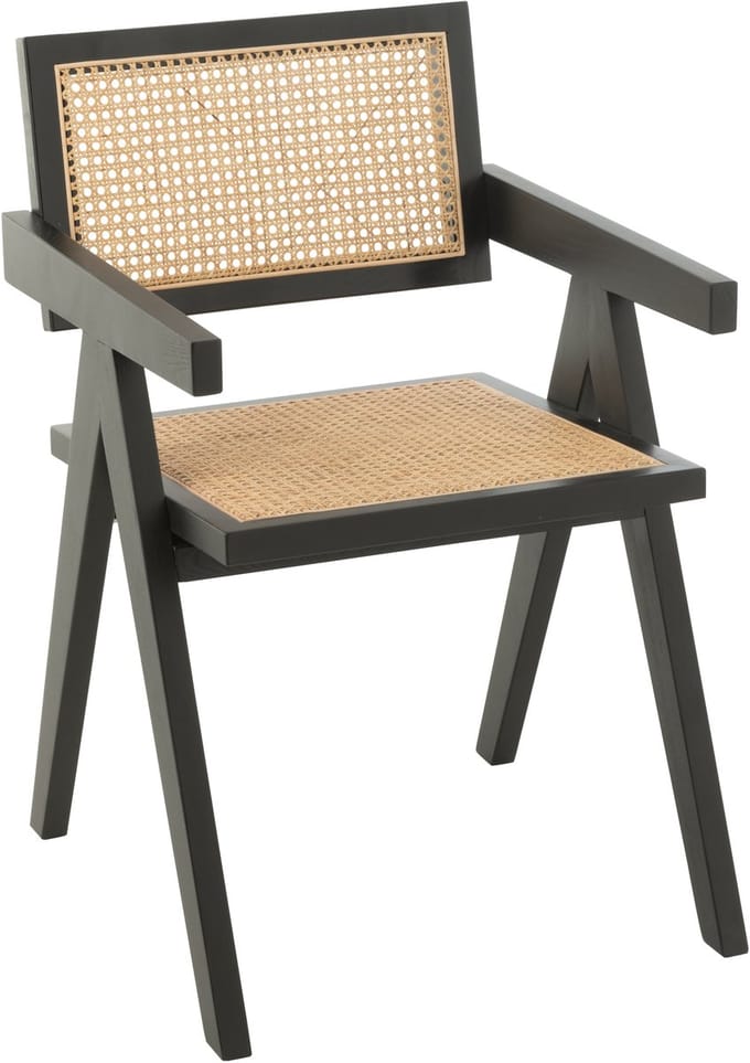 J-Line stoel Rooster - essenhout/rotan - zwart