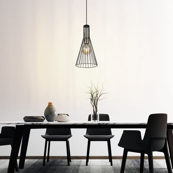 Globo - hanglamp - MILLI - zwart - metaal - Ø 20cm - E27 - 15587H
