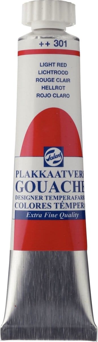 Plakkaatverf - 301 Lichtrood - Gouache extra fine - Talens - 20 ml
