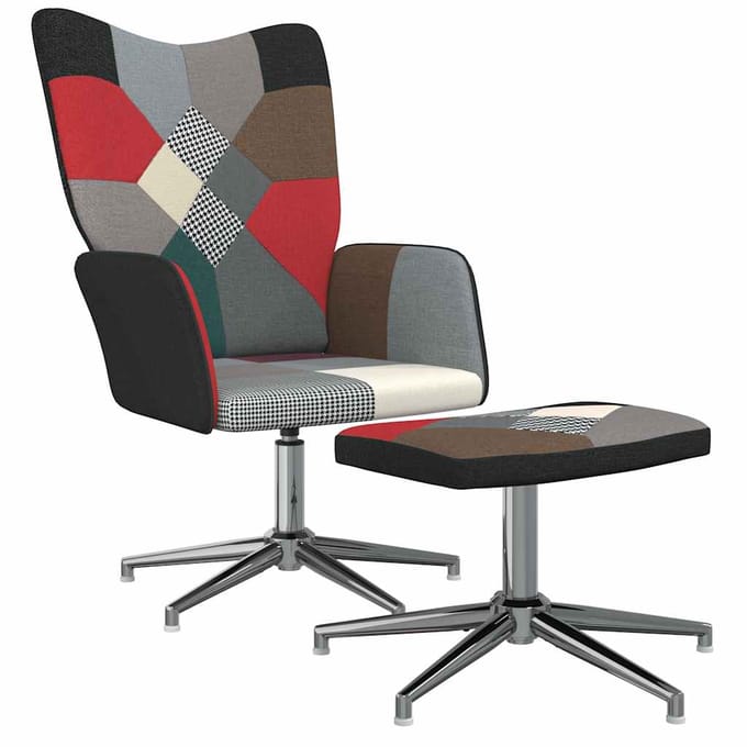 vidaXL - Relaxstoel - met - voetenbank - patchwork - stof
