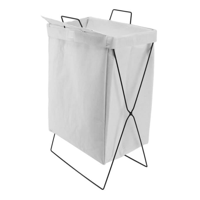 Panier à linge avec cadre métallique en X Panier à linge pliable debout Rectangle Grande capacité Small blanc