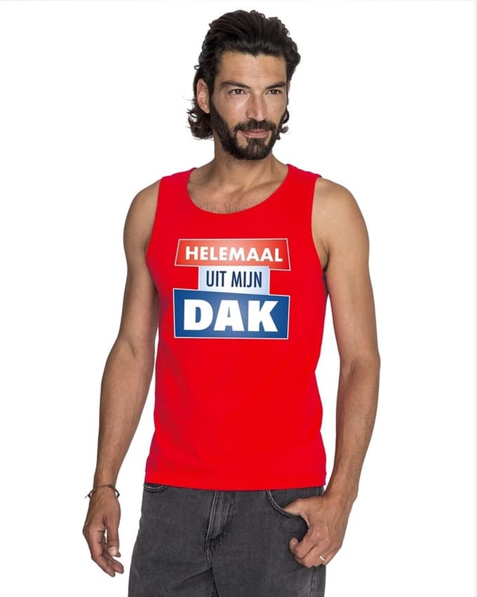 Rood Helemaal uit mijn dak singlet/ mouwloos shirt heren M