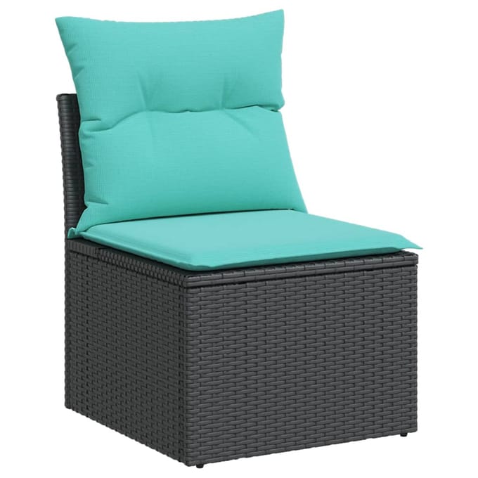 vidaXL - 6-delige - tuinbankset - met - kussens - van - zwart - polyrotan
