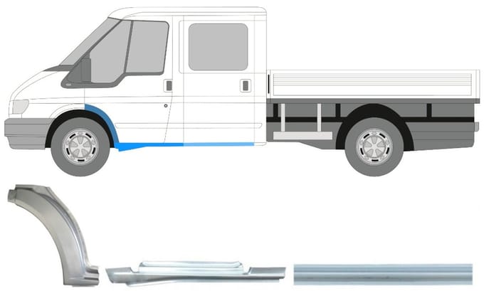 Reparatiepaneel dorpel + voorste spatbord voor Ford Transit 2000-2013 / Links