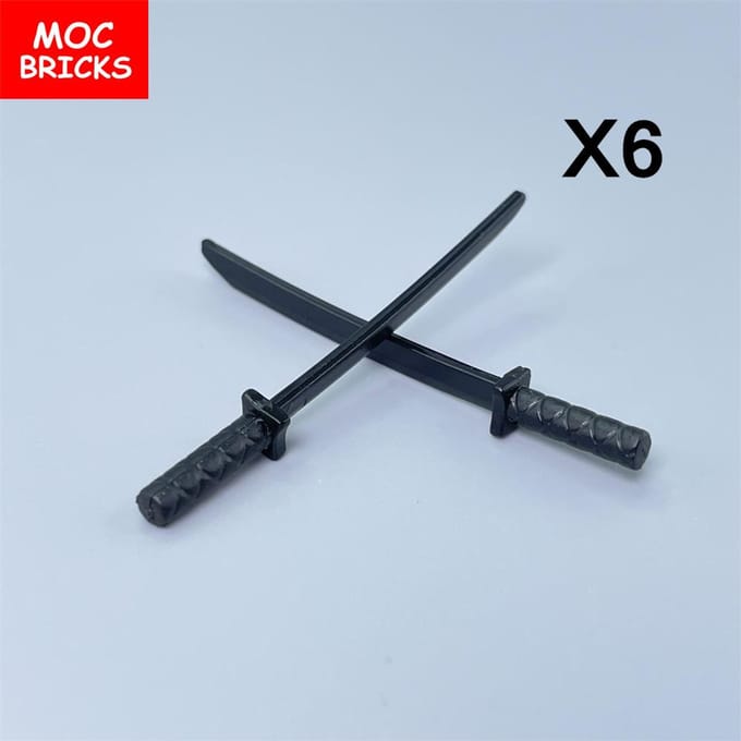 12 stuks/partij MOC Stenen Katana Zwaard Ninja 21459 30173 Accessoire Gemonteerd Bouwstenen Speelgoed Kinderen Cadeau Poppen